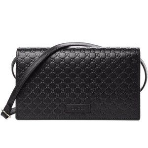 NEW Gucci Microguccissma Black Wallet Crossbody Handbag 466507